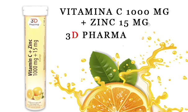 Vitamina C 1000mg + Zn 15mg 3D Pharma